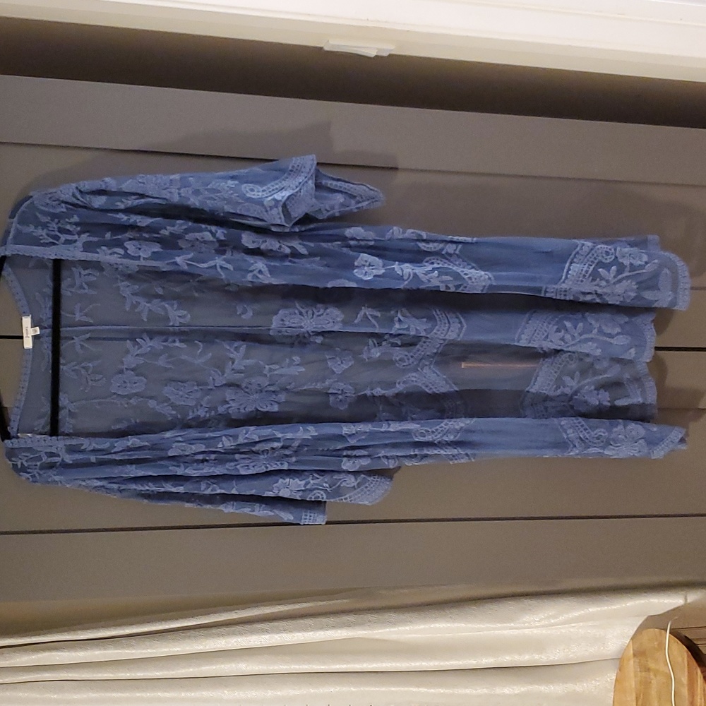 JODIFL Blue Mesh Lace Cover Up